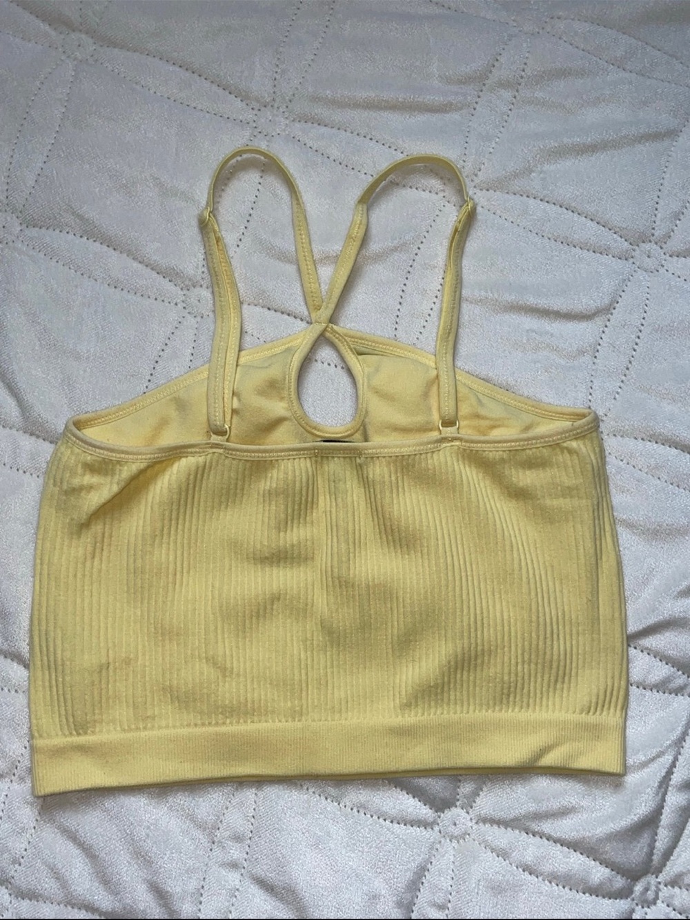 BKE Yellow Ribbed Crop Tank - Picture 3 of 5
